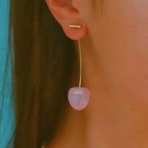 Iridescent Purple Cherry Drop Earrings